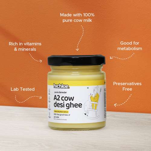 Hichkie: A2 Cow Desi Ghee| Bilona Method | Curd-Churned | Lab Tested |100ml