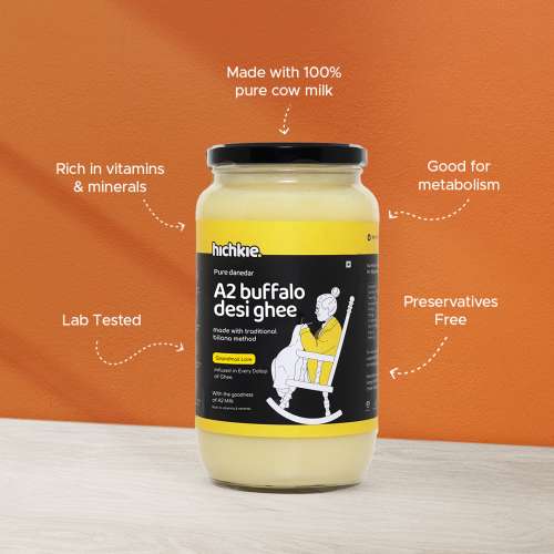 Hichkie: A2 Buffalo Desi Ghee | Bilona Method | Curd-Churned | Lab Tested  | 1000ml