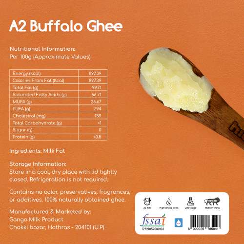 Hichkie: A2 Buffalo Desi Ghee | Bilona Method | Curd-Churned | Lab Tested  | 1000ml