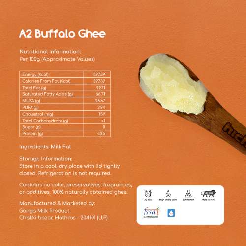Hichkie: A2 Buffalo Desi Ghee | Bilona Method | Curd-Churned | Lab Tested  | 100ml