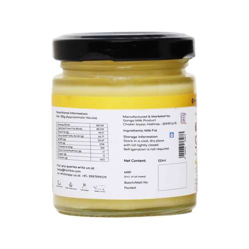Hichkie: A2 Cow Desi Ghee| Bilona Method | Curd-Churned | Lab Tested |100ml