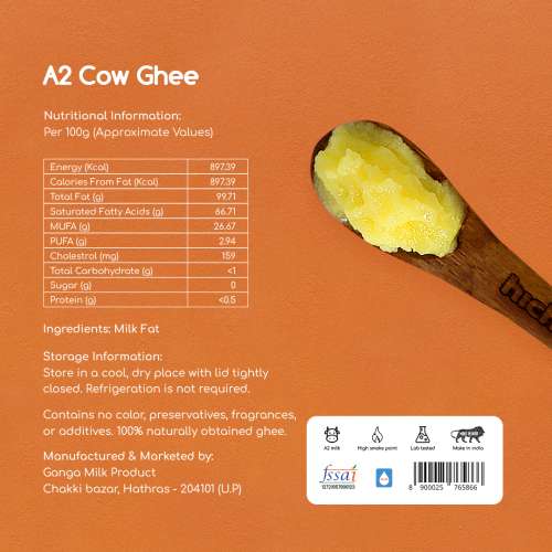 Hichkie: A2 Cow Desi Ghee | Bilona Method | Curd-Churned | Lab Tested| 500+1000ml Combo