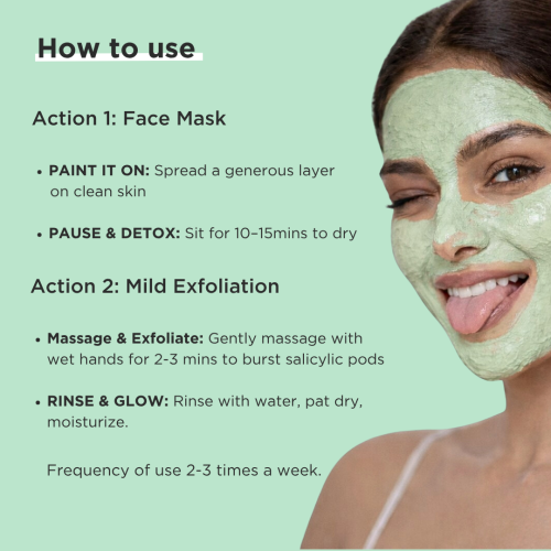 Ricekraft: De Tan & Acne Care Matcha Clay Face Mask with Rice & Salicylic Acid 15gm