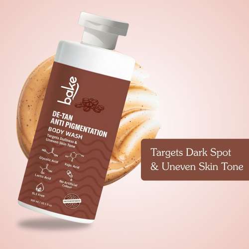 Bake Cosmetics: De-Tan Anti-Pigmentation Coffee Body Wash with Kojic, Glycolic & Lactic Acid for Spots, Pigmentation & Tan Removal 300ml