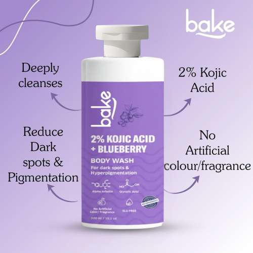 Bake Cosmetics: 2% Kojic Acid Brightening Body Wash for Pigmentation Tan Removal & Dark Spots 300ml
