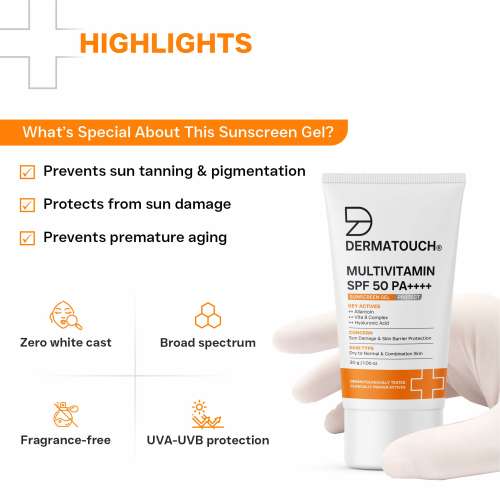 Dermatouch: Multivitamin SPF 50 PA+++ Sunscreen Gel 30gm