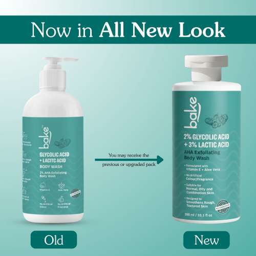 Bake Cosmetics: 2% Glycolic Acid + 3% Lactic Acid AHA Body Wash for Tan Removal, Strawberry Skin, Rough & Bumpy Skin 300ml