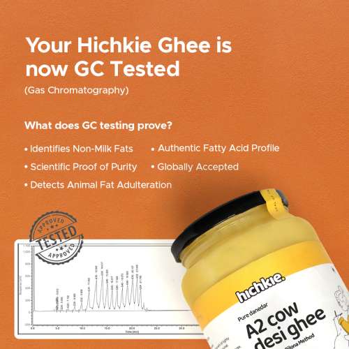 Hichkie: A2 Cow Desi Ghee | Bilona Method | Curd-Churned | Lab Tested  | 500ml | Pack of 2