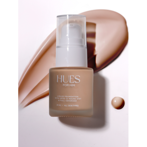 Hues for Him: Foundation | Full-coverage, lightweight, hydrating fit | Natural finish for all-day wear | Oil control, perfect for mens faces | For all skin types | 4 shades incl. Fresh Canvas | 20ml