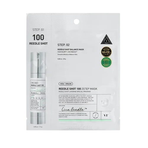 VT Cosmetics: Reedle Shot 100 - 2 Step Mask | Hydrating | Soothing | Skin Repair | Glow Care | 1.5gm