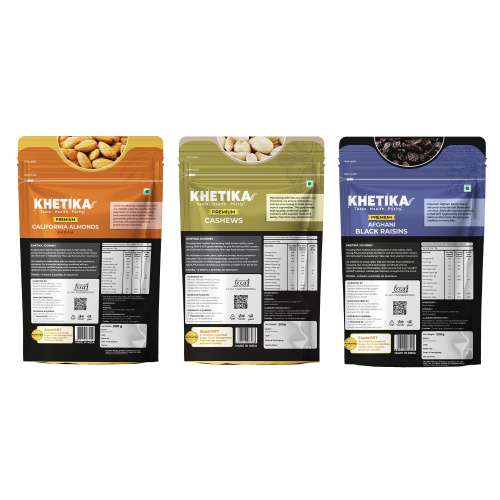 KHETIKA: Daily Dry Fruit Essentials Combo 200gm Each