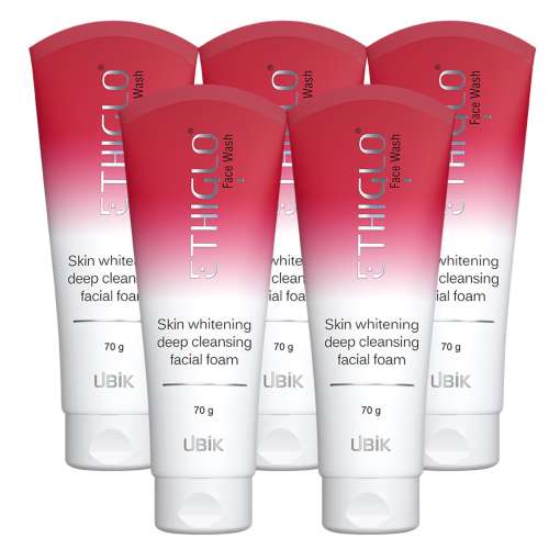 Ethiglo: Deep Cleansing Facial Foam Face Wash for Healthy, Soft and Smooth Skin | Removes Dirt, Impurities and Excess Oil | Suitable for All Skin Types | Pack of 5 - 70gm