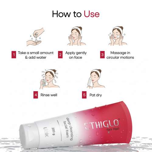 Ethiglo: Deep Cleansing Facial Foam Face Wash for Healthy, Soft and Smooth Skin | Removes Dirt, Impurities and Excess Oil | Suitable for All Skin Types - 200gm