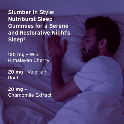 NUTRIBURST: Serene Sleep 5MG Melatonin Gummies for Quality Deep Sleep, Fresh Wake Up No Stress & Anxiety Natural Non-Addictive, Non Habit Forming, No Added Sugar Sleep-Aid Mango Flavor) 220gm