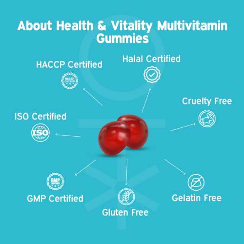 NUTRIBURST: Health & Vitality Gummies with Multi Vitamins A, B, C, D, E & Biotin No-Added Sugar Mixed Berry Flavor 150gm
