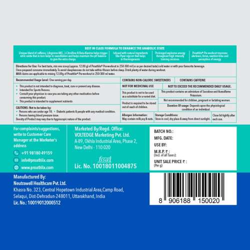 Proathlix: Pre-Workout - Blue Raspberry - 400gm