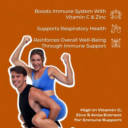 NUTRIBURST: Triple Immunity Gummies with Vitamin C, Zinc and Amla extract No-Added Sugar Orange Flavor 100% Vegetarian 10 Gummy