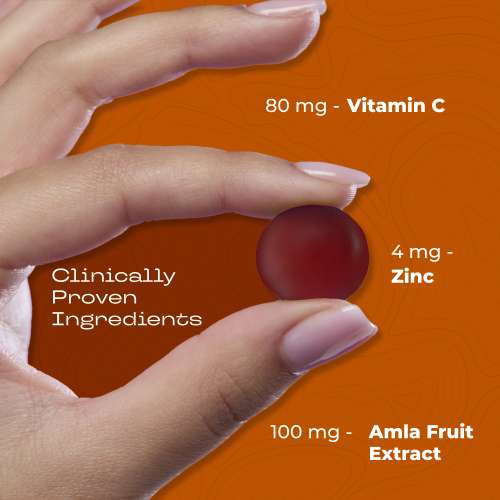 NUTRIBURST: Triple Immunity Gummies with Vitamin C, Zinc and Amla extract No-Added Sugar Orange Flavor 100% Vegetarian 10 Gummy