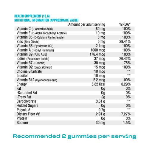 NUTRIBURST: Health & Vitality Gummies with Multi Vitamins A, B, C, D, E & Biotin No-Added Sugar Mixed Berry Flavor 150gm