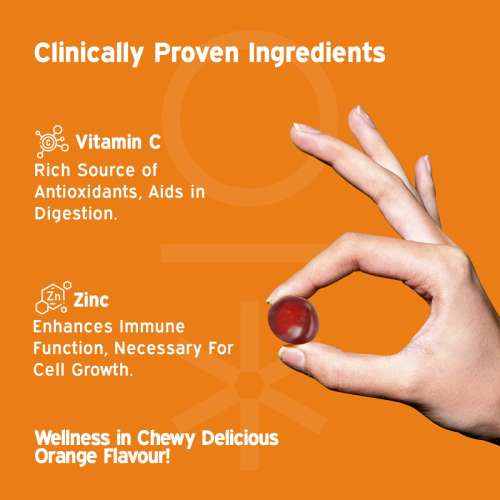 NUTRIBURST: Triple Immunity Gummies with Vitamin C, Zinc and Amla extract No-Added Sugar Orange Flavor 100% Vegetarian 150gm