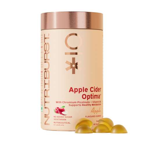 NUTRIBURST: Apple Cider Gummies For Healthy Metabolism Chromium Picolinate Vitamin B6 Gummies Immune Support & Natural DetoxEnergize with Apple's Metabolic Magic 220gm