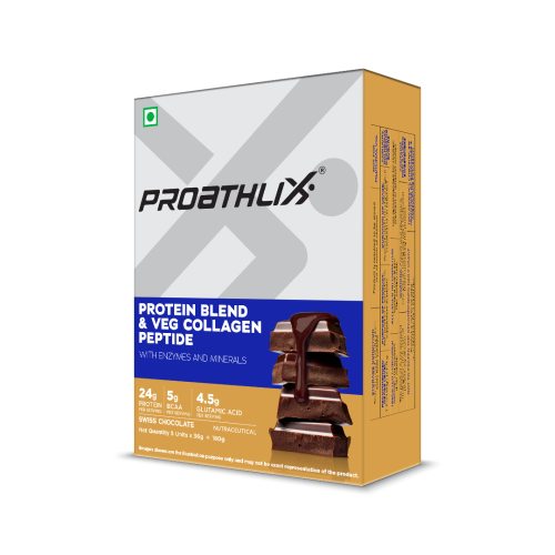 Proathlix: Protein Blend & Veg Collagen Peptide Swiss - Chocolate 36gm Pack of 5