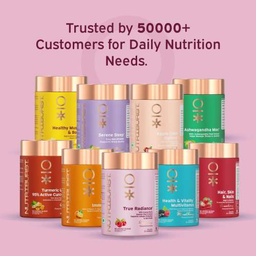 NUTRIBURST: True Radiance Gummies for Collagen Improvement Raspberry Collagen Gummies with Orange Peel Acerola Cherry & Sea Buckthorn, No Added Sugar Enhance Elasticity & Health skin 150gm