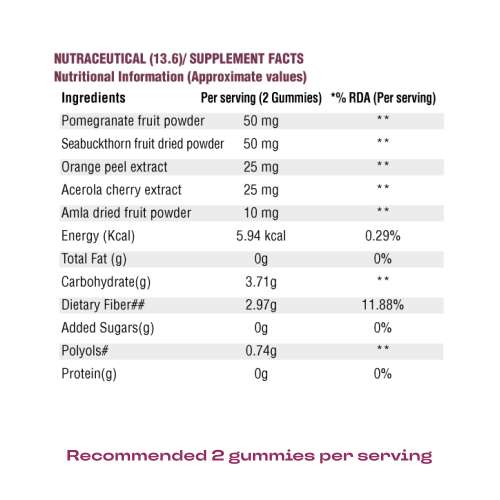 NUTRIBURST: True Radiance Gummies for Collagen Improvement Raspberry Collagen Gummies with Orange Peel Acerola Cherry & Sea Buckthorn, No Added Sugar Enhance Elasticity & Health skin 150gm