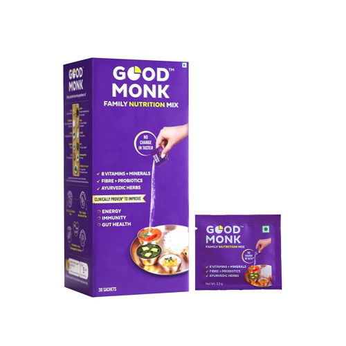 Good Monk: Family Nutrition Mix: Clinically Proven to improve Energy, Immunity & Gut Health | 30 Sachets