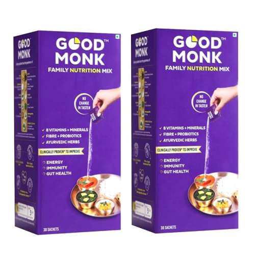 Good Monk: Family Nutrition Mix: Clinically Proven to improve Energy, Immunity & Gut Health | 60 Sachets