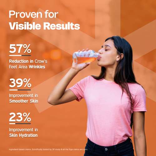 NUTRIBURST: Pure Japanese Marine Collagen Peptides Supplement for Skin, Hair, Nails & Joints | Clinically Proven Ingredient | High Absorption 8 gms Collagen, Orange 100gm