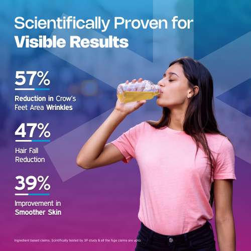 NUTRIBURST: Korean Marine Collagen Peptides Supplement for Skin, Hair, Nails & Joints | Clinically Proven Ingredient | High Absorption 8 gms Collagen, Pineapple 100gm