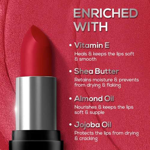 Renee Cosmetics: Prime Matte Lipstick 02 Rustic Red 4.5gm