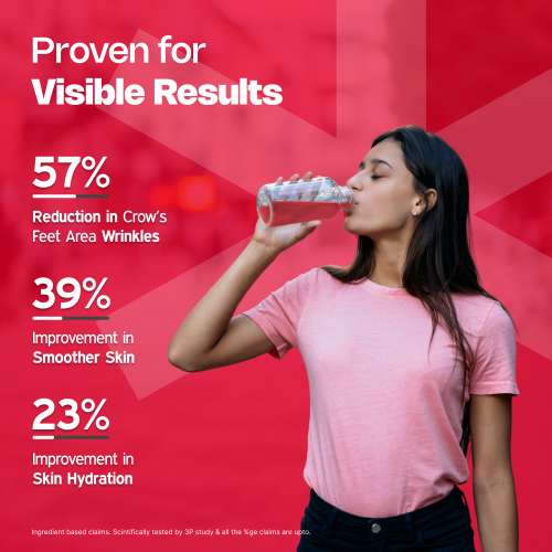 NUTRIBURST: Pure Japanese Marine Collagen Peptides Supplement for Skin, Hair, Nails & Joints | Clinically Proven Ingredient | High Absorption 8 gms Collagen, Strawberry 100gm