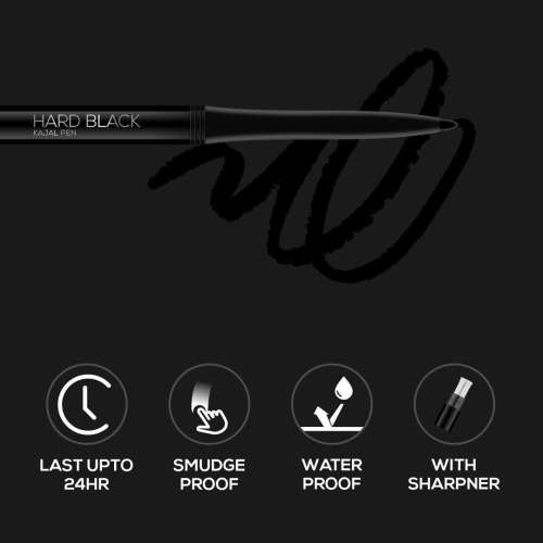Renee Cosmetics: Hard Black Kajal Pen with Sharpener 0.35gm