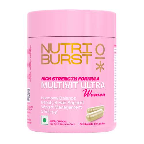 NUTRIBURST: Multivitamin Ultra Tablets for Women | High Strength US Formulated | Supports Hair Growth, Skin Health, Energy & Hormonal Balance | 60+ Vitamins & Minerals | Veg Supplement | 60 Count  | 160gm