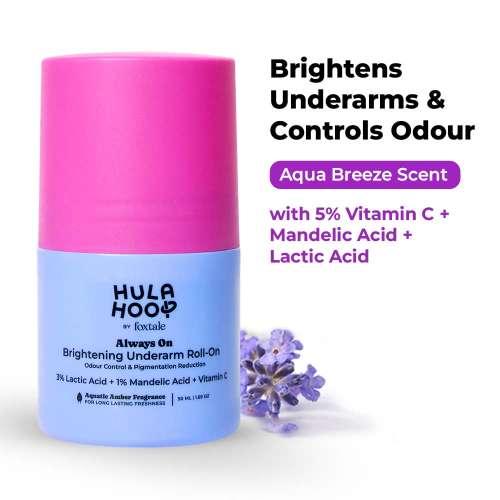 Hula Hoop: Brightening Underarm Roll-On by Foxtale | 5% Vitamin C + AHAs | Aqua Breeze Scent| 50ml 