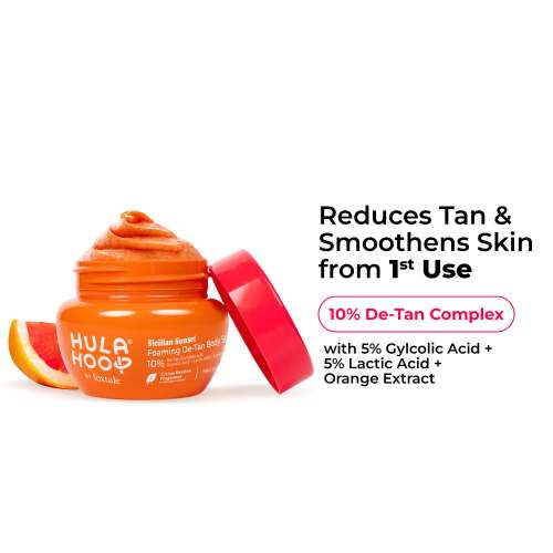 Hula Hoop: Foaming 10% De-Tan Body Scrub, 5% Glycolic Acid | For Removing Tan & Dead Skin Cells | 75gm