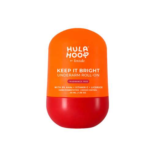 Hula Hoop: Keep it Bright Underarm Roll-On by Foxtale | Reduces Underarm Pigmentation & Controls Odour | Fragrance Free | 40ml 