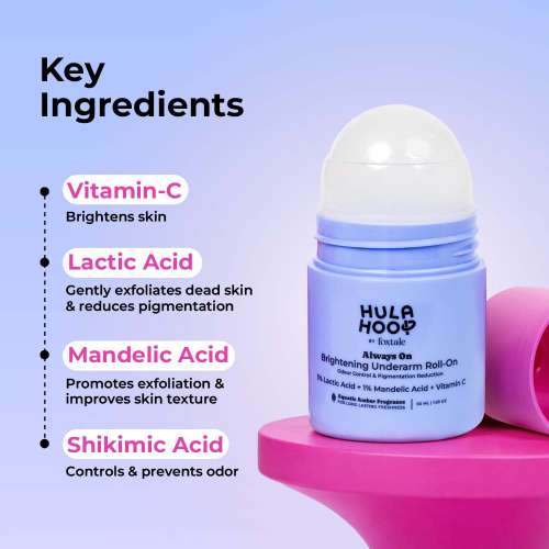 Hula Hoop: Brightening Underarm Roll-On by Foxtale | 5% Vitamin C + AHAs | Aqua Breeze Scent| 50ml 