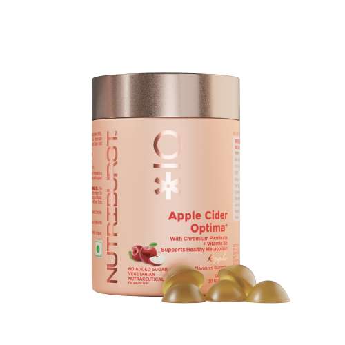 NUTRIBURST: Apple Cider Gummies For Healthy Metabolism Chromium Picolinate Vitamin B6 Gummies Immune Support & Natural DetoxEnergize with Apple's Metabolic Magic 150gm