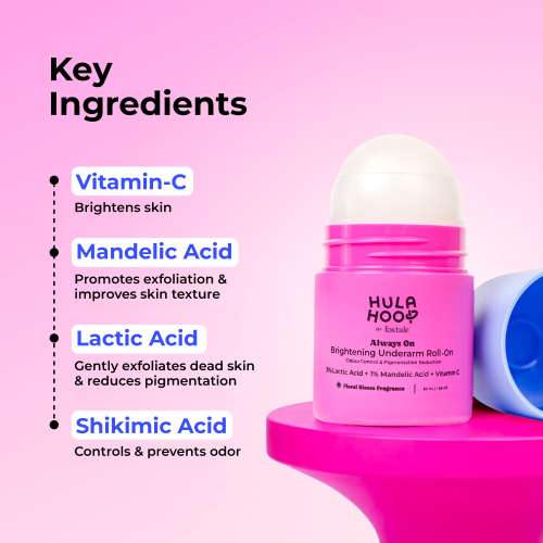 Hula Hoop: Brightening Underarm Roll-On by Foxtale | 5% Vitamin C + AHAs | Floral Bloom Scent | 50ml 