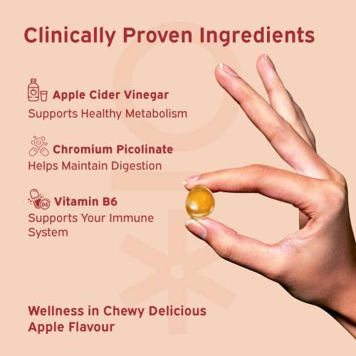 NUTRIBURST: Apple Cider Gummies For Healthy Metabolism Chromium Picolinate Vitamin B6 Gummies Immune Support & Natural DetoxEnergize with Apple's Metabolic Magic 150gm