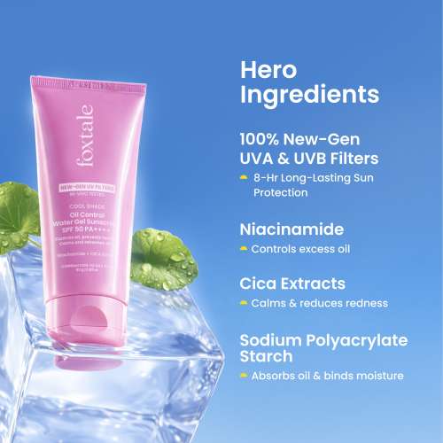 Foxtale: Aqua-Gel Lightweight Sunscreen for Oily Skin, In-Vivo Tested SPF 50 PA++++, Matte Finish 80ml