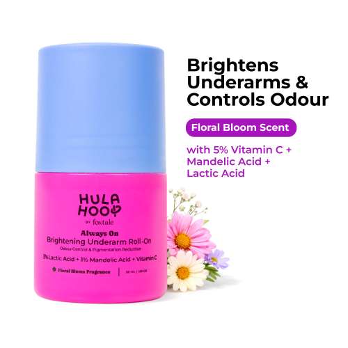 Hula Hoop: Brightening Underarm Roll-On by Foxtale | 5% Vitamin C + AHAs | Floral Bloom Scent | 50ml 