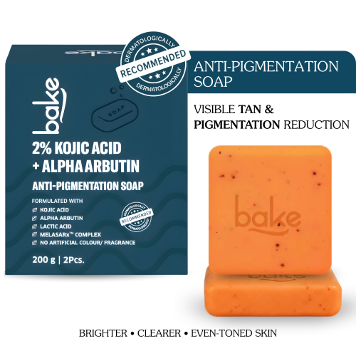 Bake Cosmetics:  2% Kojic Acid Soap with Alpha Arbutin, Lactic Acid & Niacinamide for Pigmentation, Dark Spots, Tan Removal, Brightens Underarms (Pack of 2 - 100gm x 2)