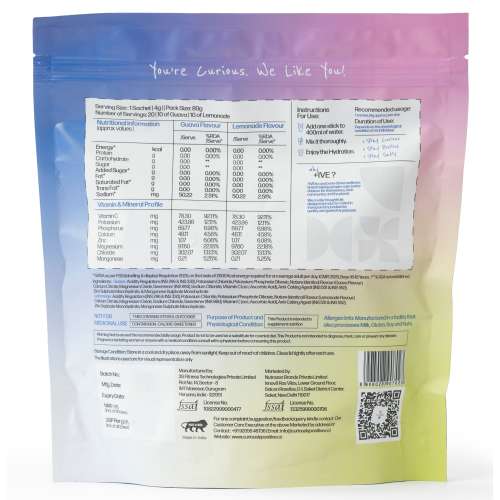 Curiously +IVE: Electrolytes Drink Mix - Assorted Flavour Pack(Lemonade + Guava) 80gm| Zero Sugar, Zero Carbs, Zero Calories | Hydration + Recovery Supplement