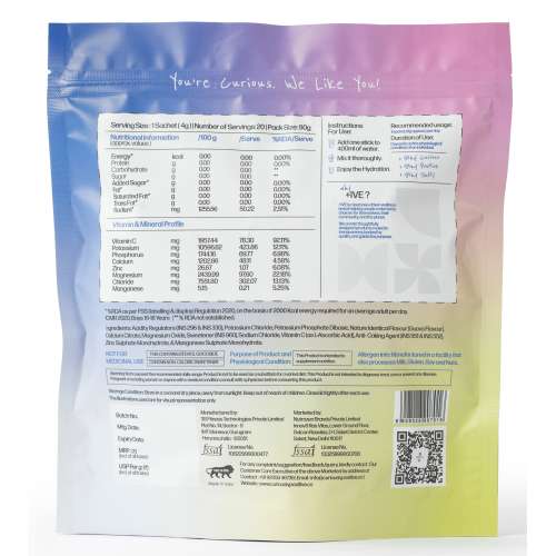 Curiously +IVE: Electrolytes Drink Mix - Guava Flavour Pack - 80gm (4gm x 20 Sachet)| Zero Sugar, Zero Carbs, Zero Calories | Hydration + Recovery Supplement