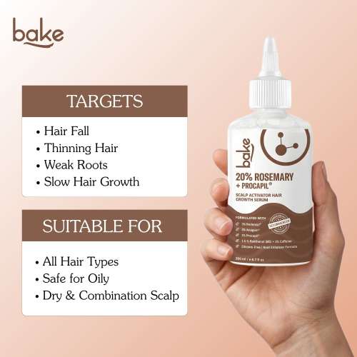 Bake Cosmetics: 20% Rosemary +ProcapilÂ®Hair Growth Serum for Hair Fall Control, Root Strengthening & Scalp Nourishment 200ml