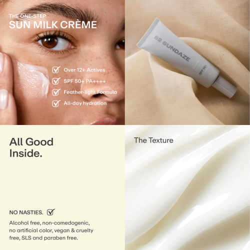 52 Sundaze: Sun Milk SPF 50 PA++++ | Multi-Active Crème | Sunscreen for Oily Skin | Broad Spectrum UVA & UVB Protection 50gm